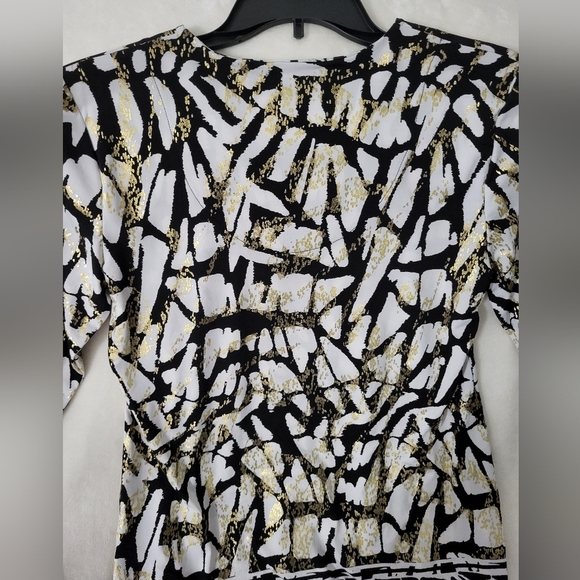 Women's Black and Gold Patterned Top - Picture 2 of 7